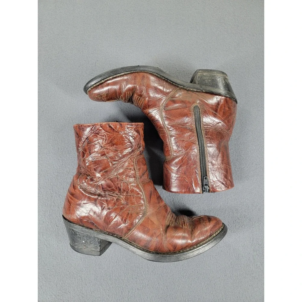 Durango Boots Womens 7.5‎ Brown Leather Heel Western Ankle Side Zip Stitched